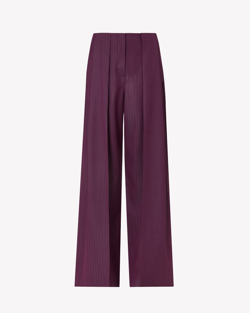 Wool Beltloop Pleated Trouser - Plum picture #1