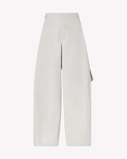 Cotton Gabardine Barrel Leg Cargo Trouser - Grey