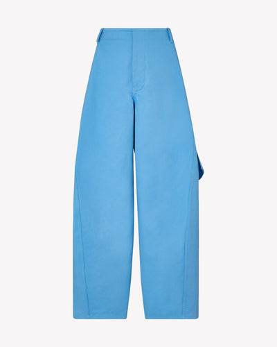 Cotton Gabardine Barrel Leg Cargo Trouser - Cornflower Blue SERENA BUTE