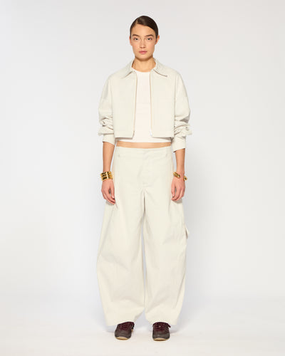 Cotton Gabardine Barrel Leg Cargo Trouser - Grey SERENA BUTE
