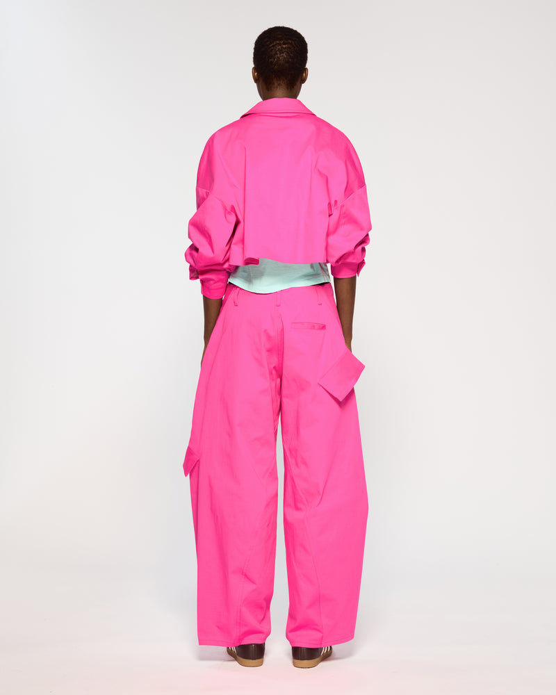 Cotton Gabardine Barrel Leg Cargo Trouser - Bright Pink picture #4