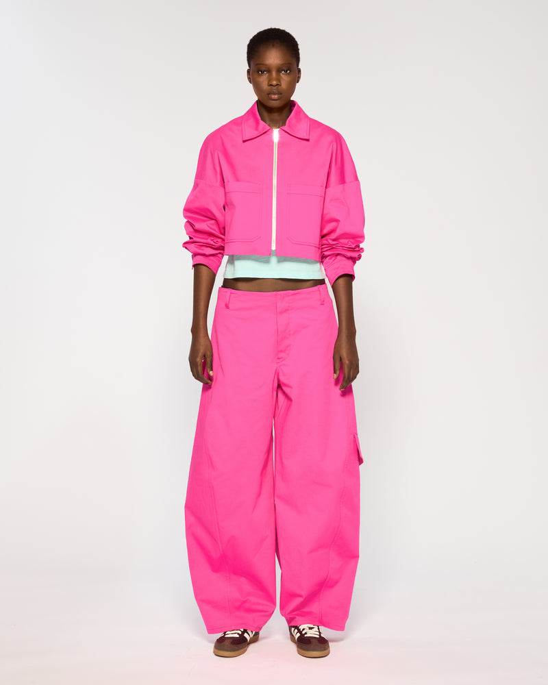 Cotton Gabardine Barrel Leg Cargo Trouser - Bright Pink picture #2