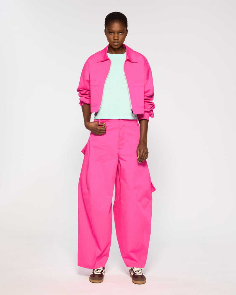 Cotton Gabardine Barrel Leg Cargo Trouser - Bright Pink SERENA BUTE
