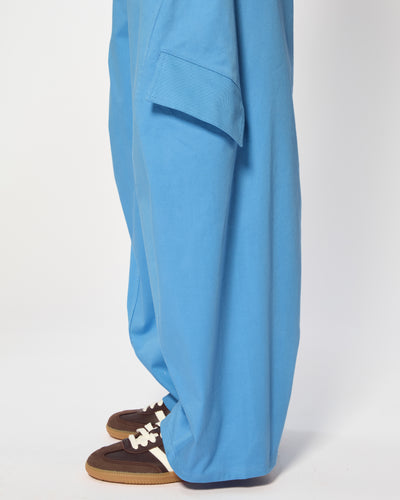 Cotton Gabardine Barrel Leg Cargo Trouser - Cornflower Blue SERENA BUTE