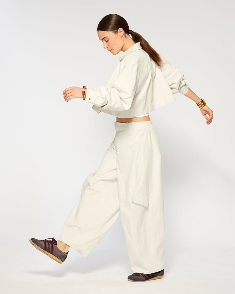 Cotton Gabardine Barrel Leg Cargo Trouser - Grey SERENA BUTE