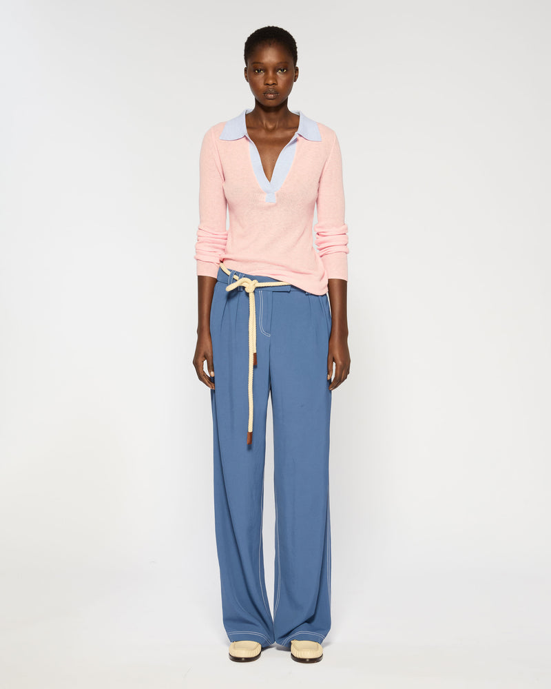 Silk Blend Open Neck Henley - Rose Petal picture #4