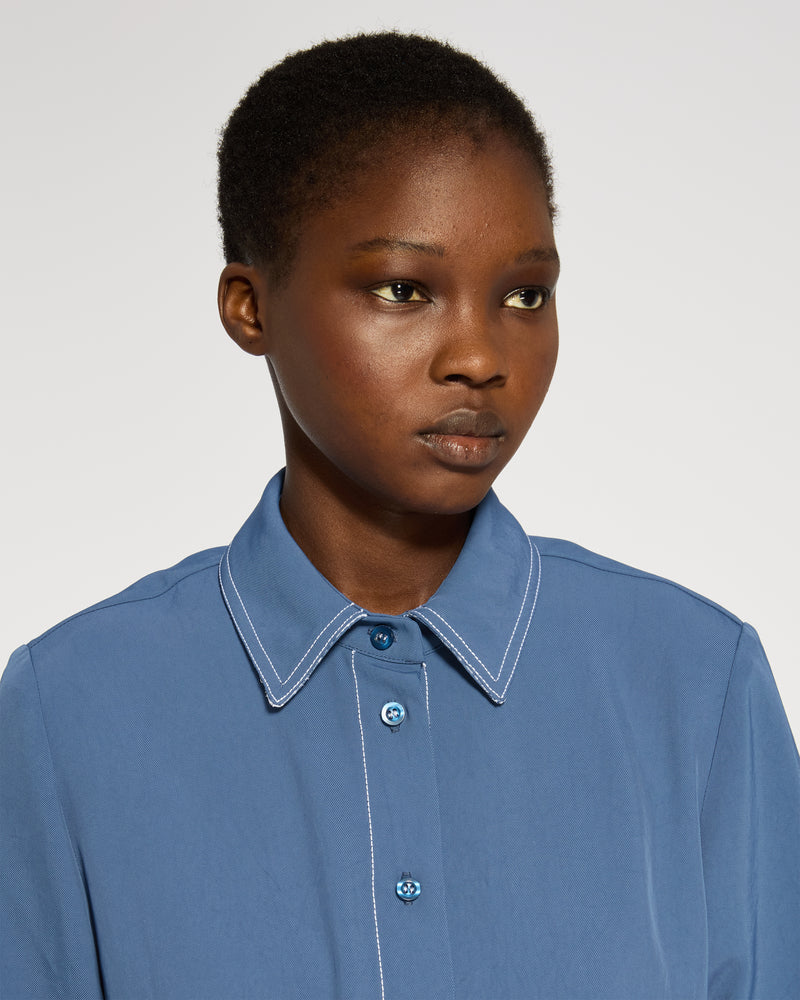 Lightweight Twill Classic Shirt - Denim Blue SERENA BUTE
