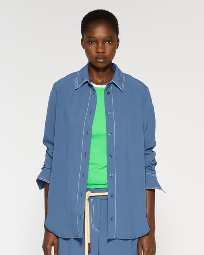 Lightweight Twill Classic Shirt - Denim Blue SERENA BUTE