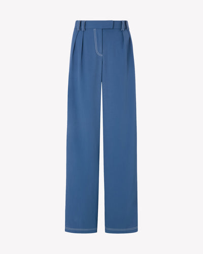 Lightweight Twill Boyfriend Trouser - Denim Blue SERENA BUTE