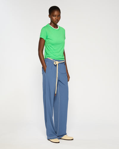 Lightweight Twill Boyfriend Trouser - Denim Blue SERENA BUTE