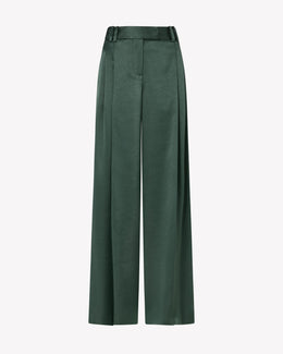 Satin Serena Trouser - Dark Green