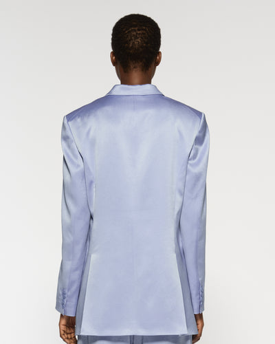 Satin Boyfriend Blazer - Cornflower Blue SERENA BUTE
