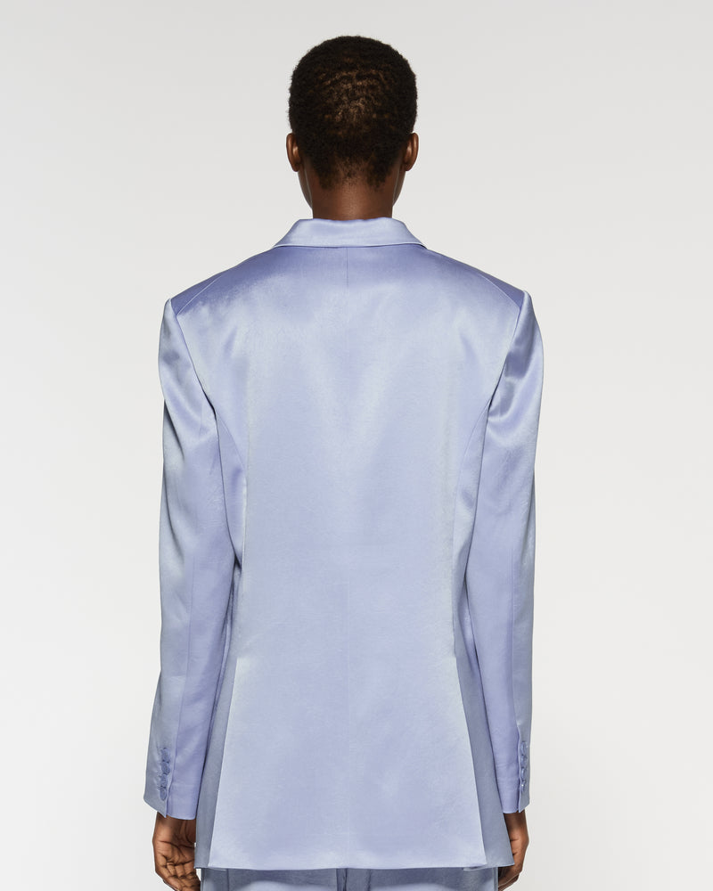 Satin Boyfriend Blazer - Cornflower Blue picture #4