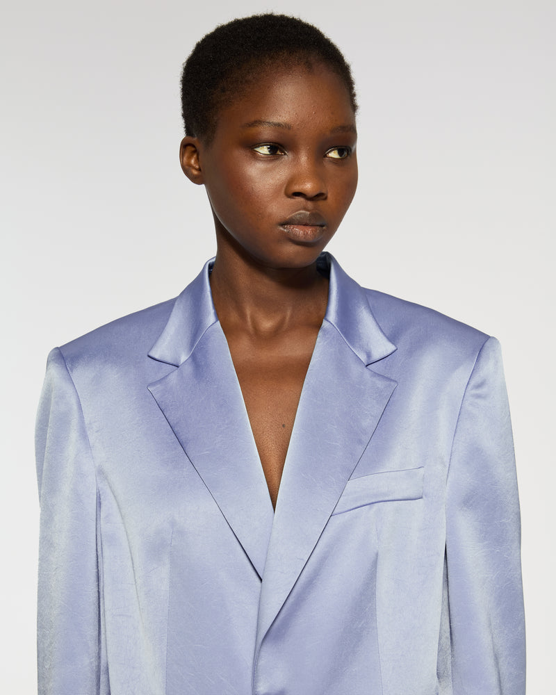 Satin Boyfriend Blazer - Cornflower Blue SERENA BUTE