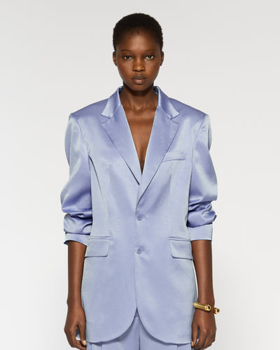 Satin Boyfriend Blazer - Cornflower Blue SERENA BUTE