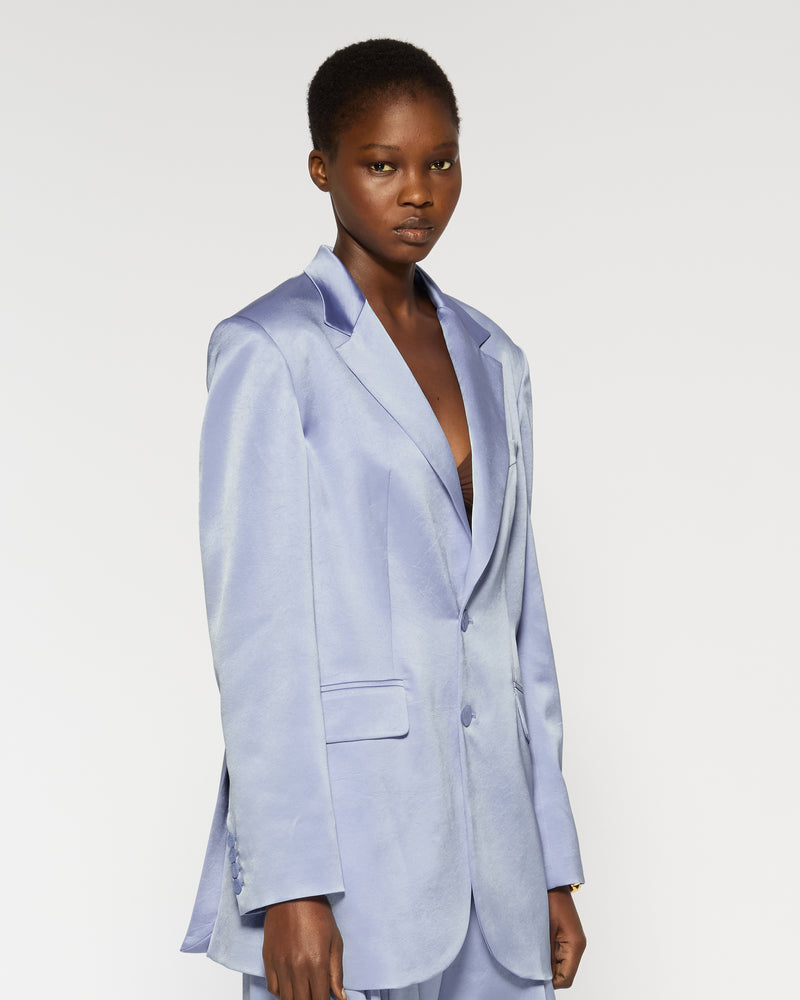 Satin Boyfriend Blazer - Cornflower Blue picture #3