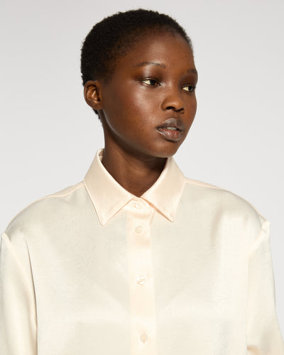 Satin Boyfriend Shirt - Cream SERENA BUTE