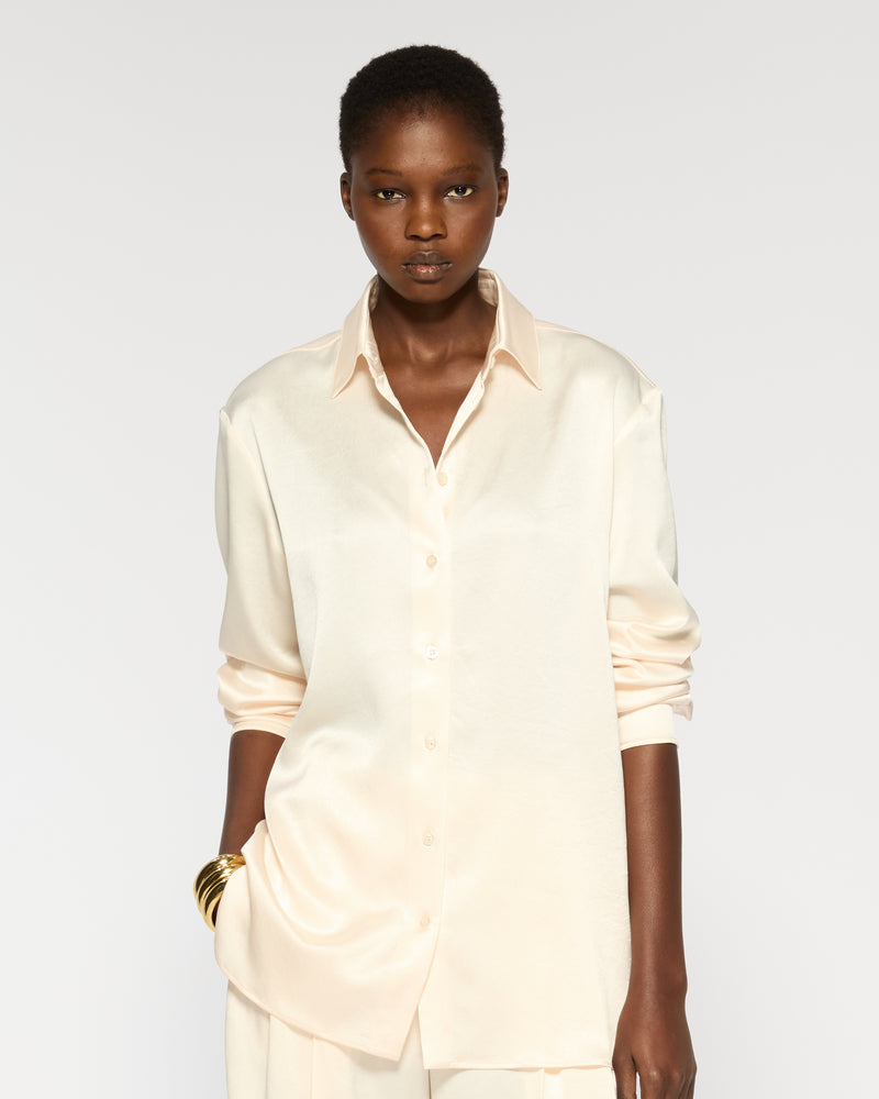 Satin Boyfriend Shirt - Cream picture #3