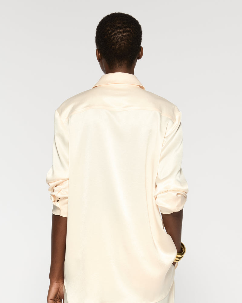 Satin Boyfriend Shirt - Cream picture #4