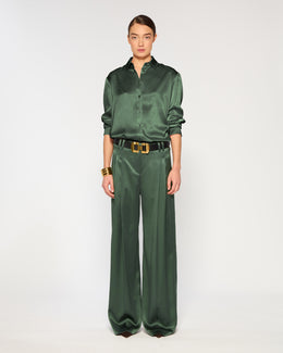 Satin Serena Trouser - Dark Green