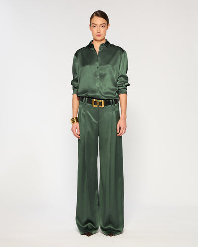 Satin Serena Trouser - Dark Green SERENA BUTE