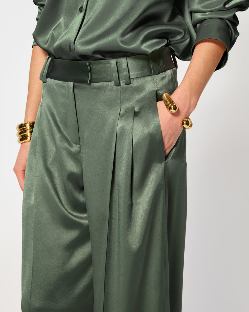 Satin Serena Trouser - Dark Green SERENA BUTE