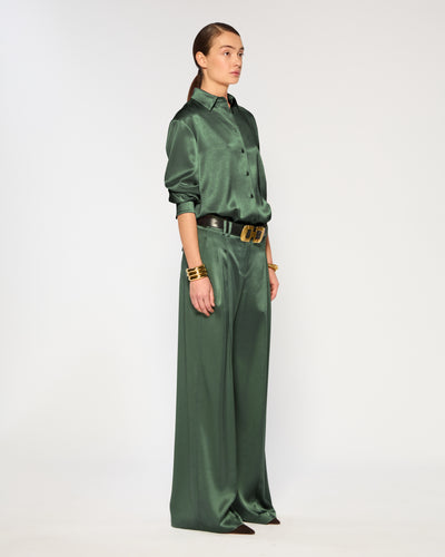 Satin Serena Trouser - Dark Green SERENA BUTE