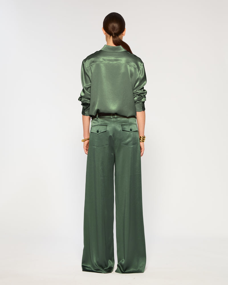 Satin Serena Trouser - Dark Green picture #4