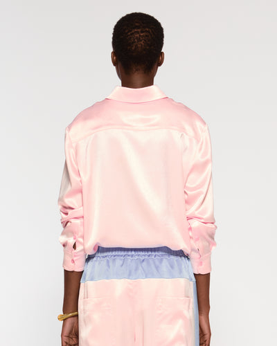 Satin Boyfriend Shirt - Pale Pink SERENA BUTE