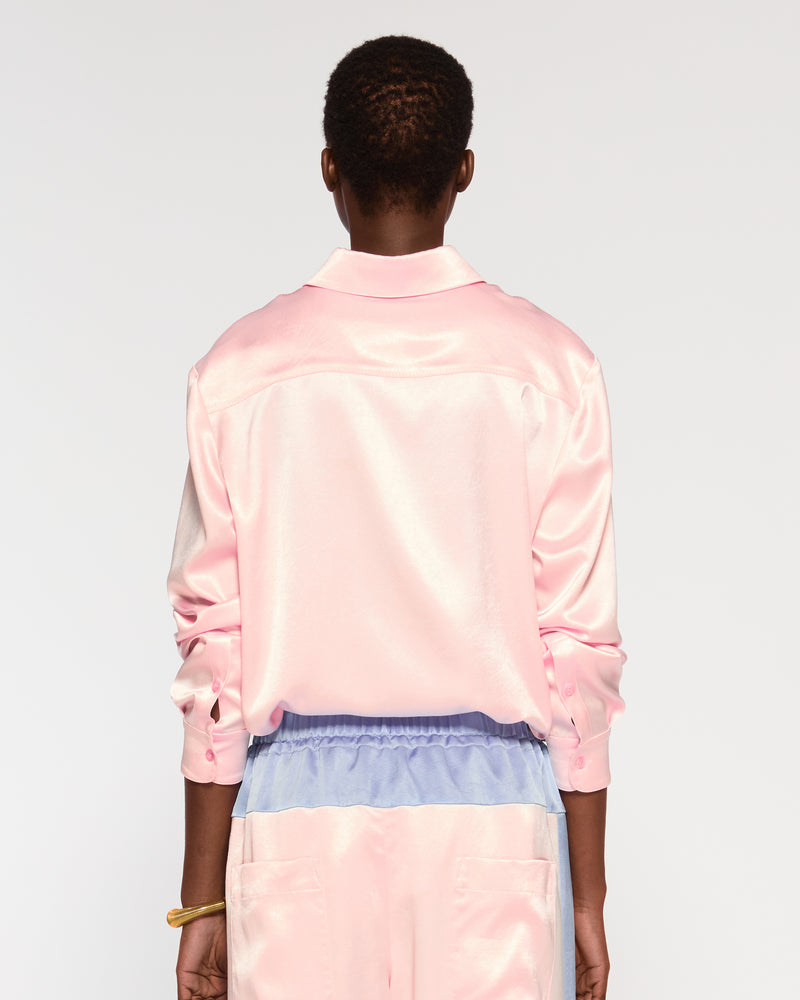 Satin Boyfriend Shirt - Pale Pink picture #4