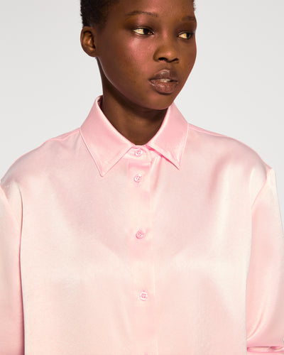 Satin Boyfriend Shirt - Pale Pink SERENA BUTE