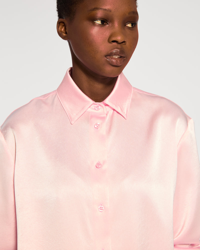 Satin Boyfriend Shirt - Pale Pink SERENA BUTE