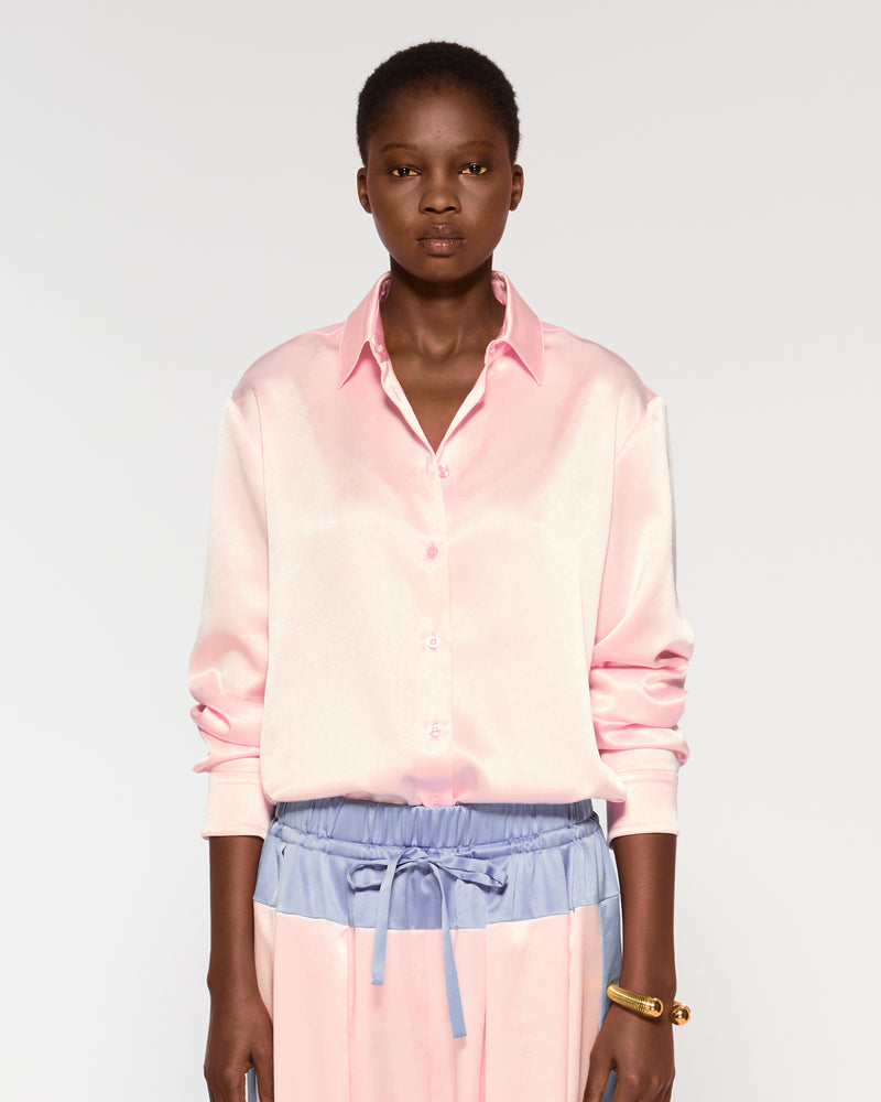 Satin Boyfriend Shirt - Pale Pink picture #2