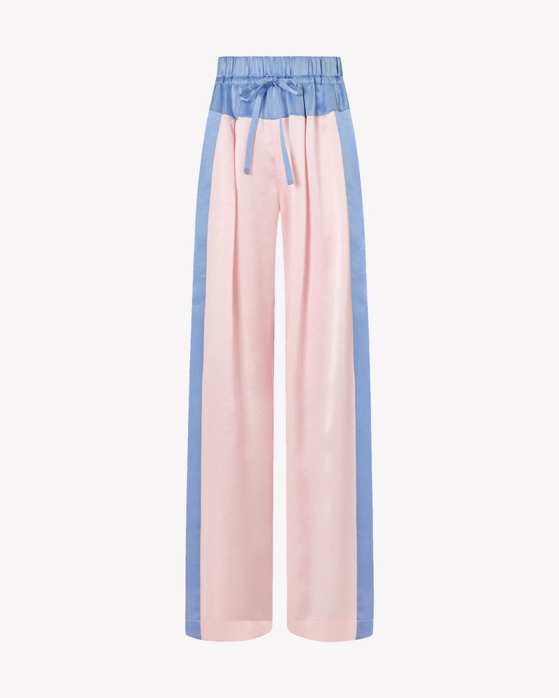 Satin Wide Waistband Jogger - Pale Pink and Cornflower Blue picture #1