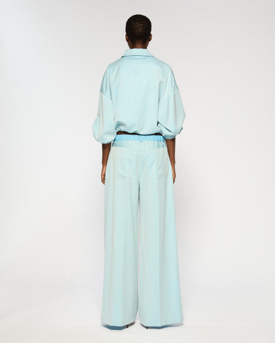 Wool Wide Leg Trouser - Sky Blue SERENA BUTE