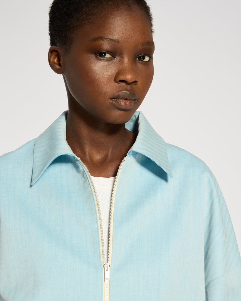 Wool Dropped Shoulder Bomber - Sky Blue SERENA BUTE