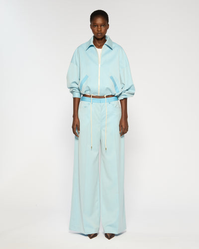 Wool Wide Leg Trouser - Sky Blue SERENA BUTE