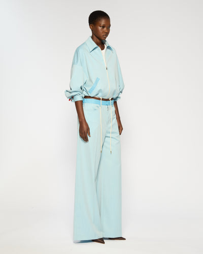 Wool Wide Leg Trouser - Sky Blue SERENA BUTE