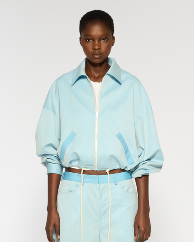 Wool Dropped Shoulder Bomber - Sky Blue SERENA BUTE