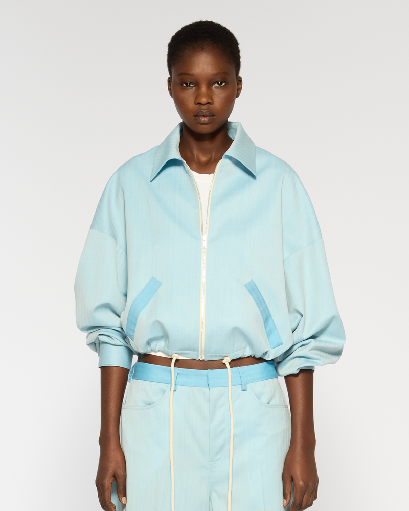 Wool Dropped Shoulder Bomber - Sky Blue picture #2