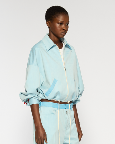 Wool Dropped Shoulder Bomber - Sky Blue SERENA BUTE