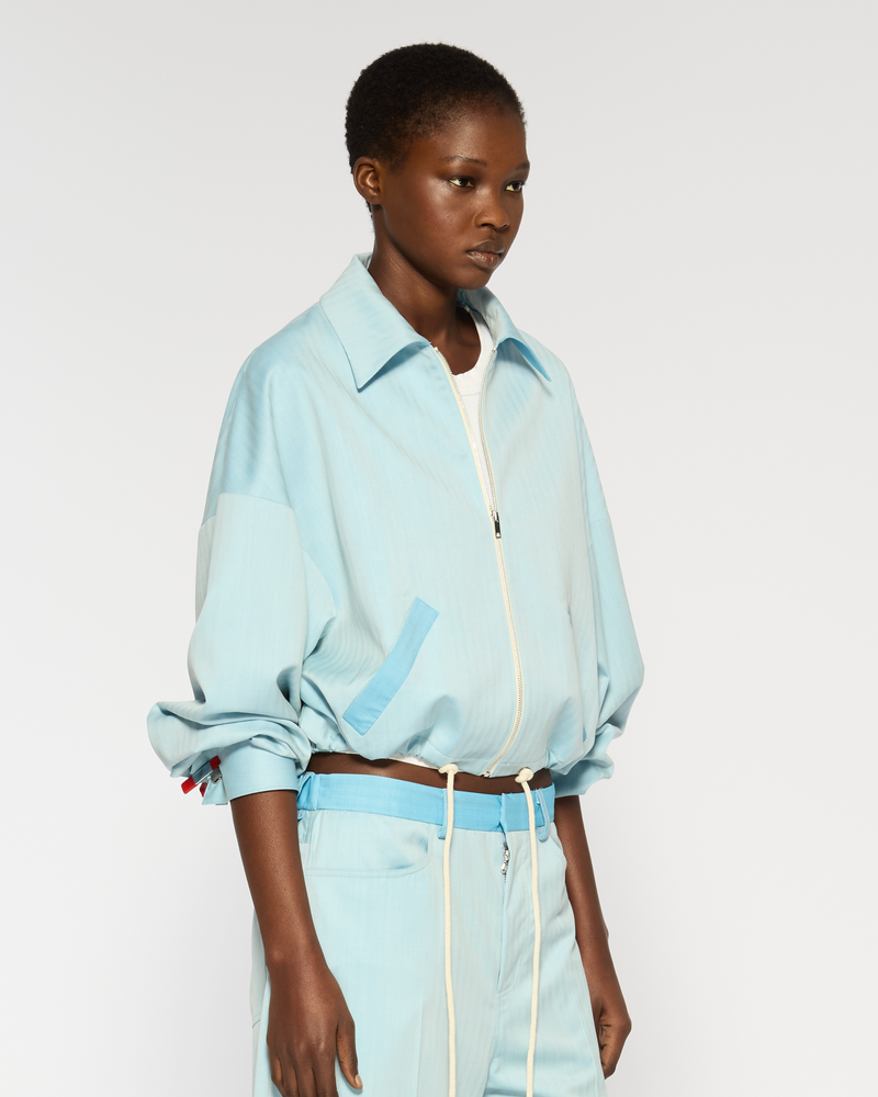 Wool Dropped Shoulder Bomber - Sky Blue picture #3