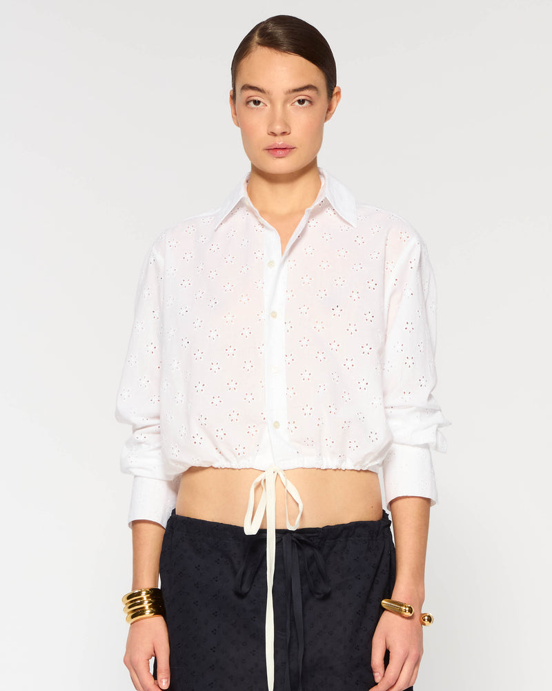 Broderie Drawstring Shirt - White picture #1