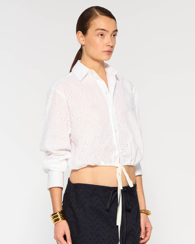 Broderie Drawstring Shirt - White SERENA BUTE
