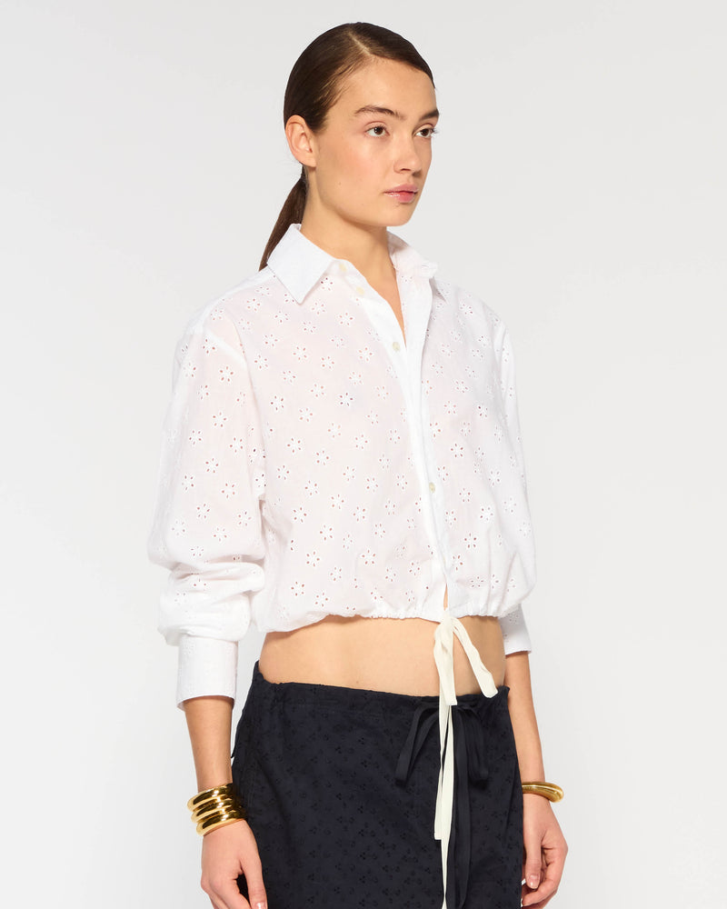 Broderie Drawstring Shirt - White picture #4