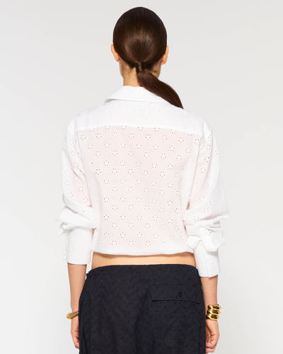 Broderie Drawstring Shirt - White SERENA BUTE