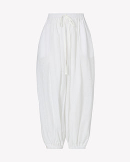 Broderie Tapered Balloon Trouser - White