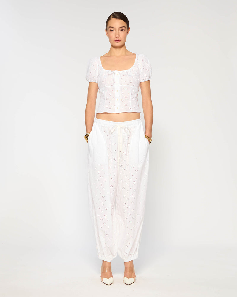Broderie Tapered Balloon Trouser - White picture #2