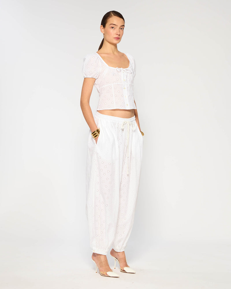 Broderie Tapered Balloon Trouser - White picture #3