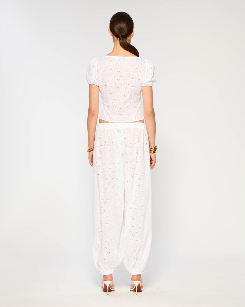 Broderie Tapered Balloon Trouser - White picture #4